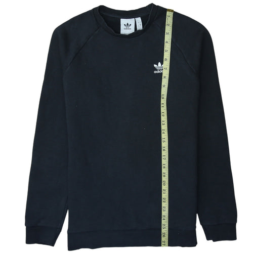 Adidas Men's Black Small Crew Neck Cotton Blend Logo Sweatshirt