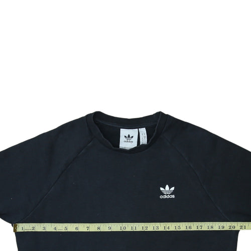 Adidas Men's Black Small Crew Neck Cotton Blend Logo Sweatshirt