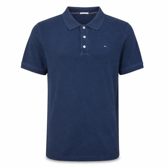 Front view of Tommy Jeans Men's Blue Slim Fit Cotton Polo Shirt XL