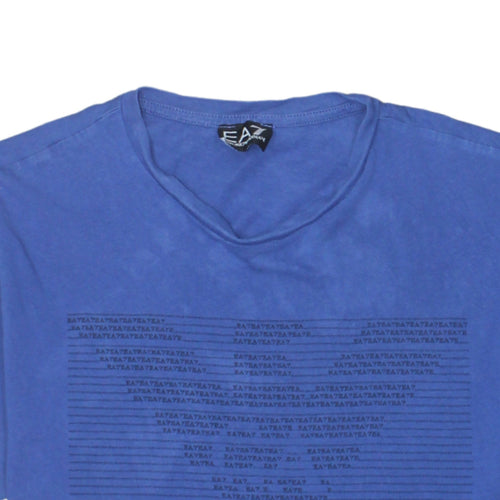 Emporio Armani EA7 Men's Blue Cotton Crew Neck T-Shirt Size M