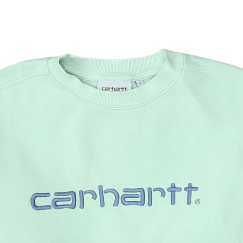 Carhartt Men's Green Small Embroidered Logo Pullover Sweatshirt