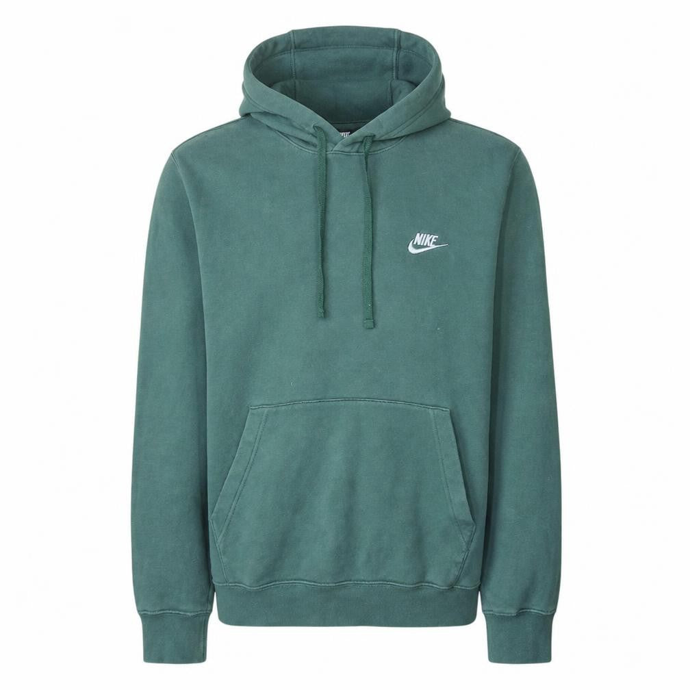 Front view of Nike Men's Green Pullover Hoodie Small Fleece Logo Sweatshirt