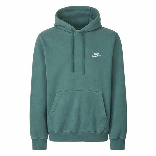 Front view of Nike Men's Green Pullover Hoodie Small Fleece Logo Sweatshirt