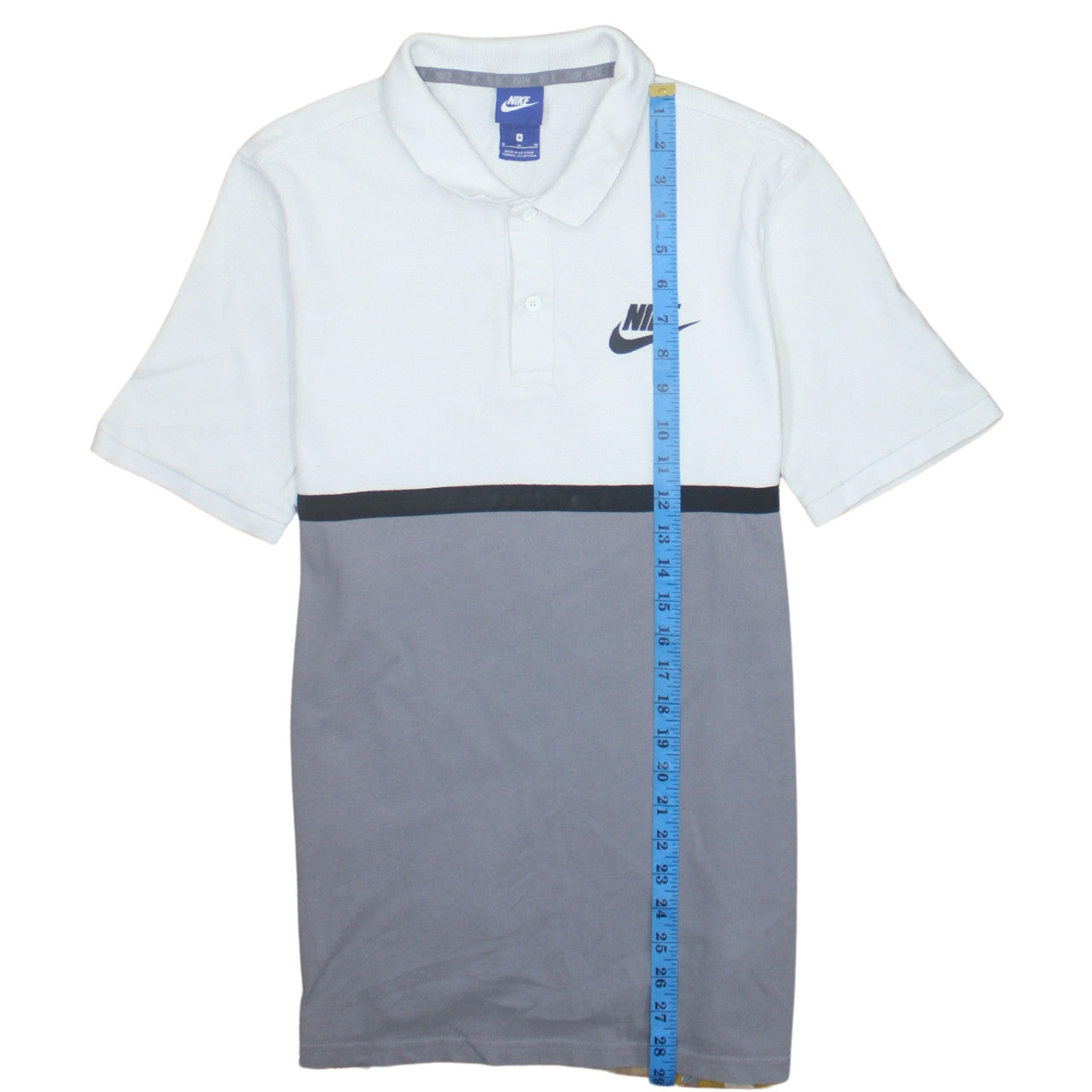 Nike Men's White Colourblock Cotton Polo Shirt Size M