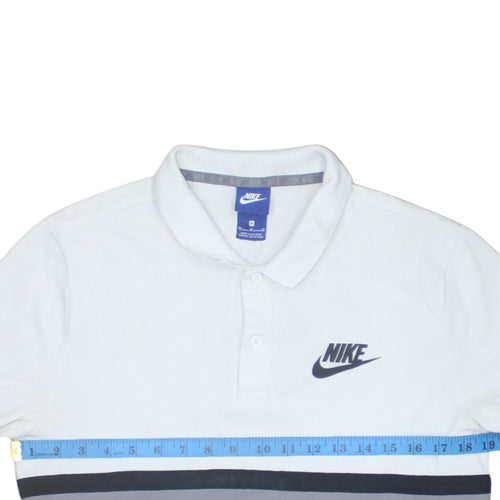 Nike Men's White Colourblock Cotton Polo Shirt Size M