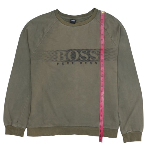 Hugo Boss Men's Green Logo Crew Neck Sweatshirt Size M