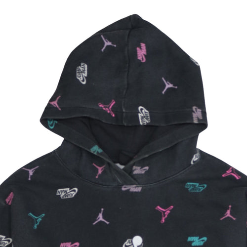 Jordan Girls Black 13-14 Years Pullover Hoodie Jumpman Logo Fleece
