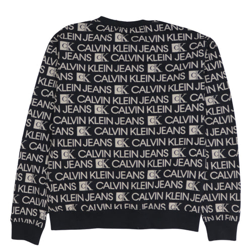 Calvin Klein Jeans Womens Black Logo Print Cotton Sweatshirt Size 14