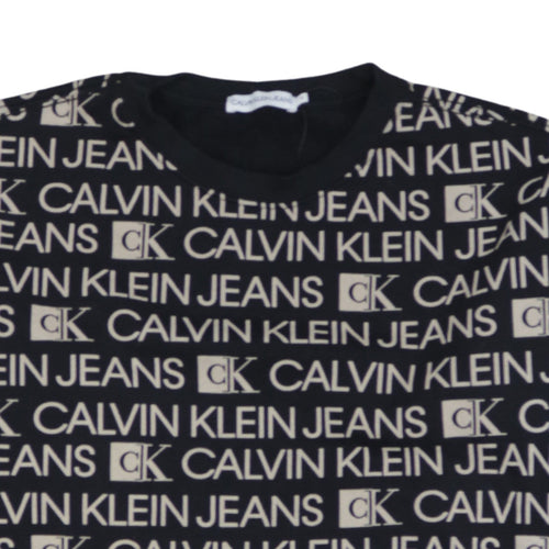 Calvin Klein Jeans Womens Black Logo Print Cotton Sweatshirt Size 14