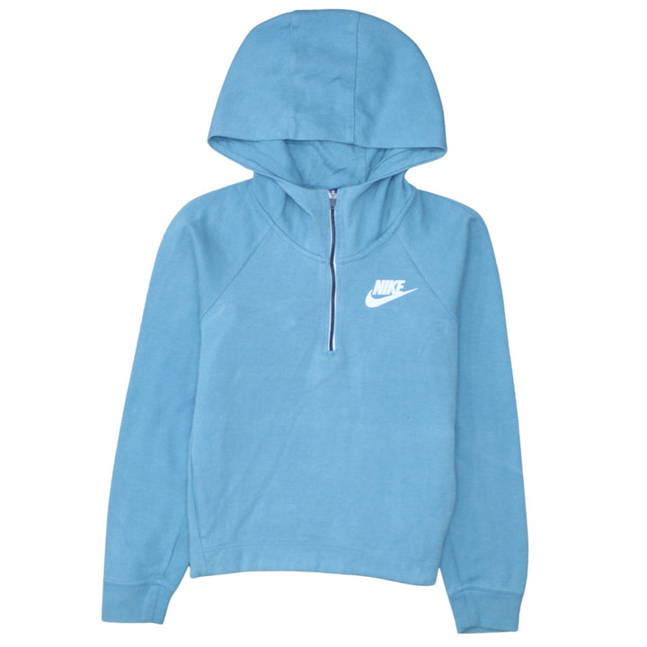 Nike Womens Blue 1/2 Zip Hooded Pullover Sweatshirt Size M
