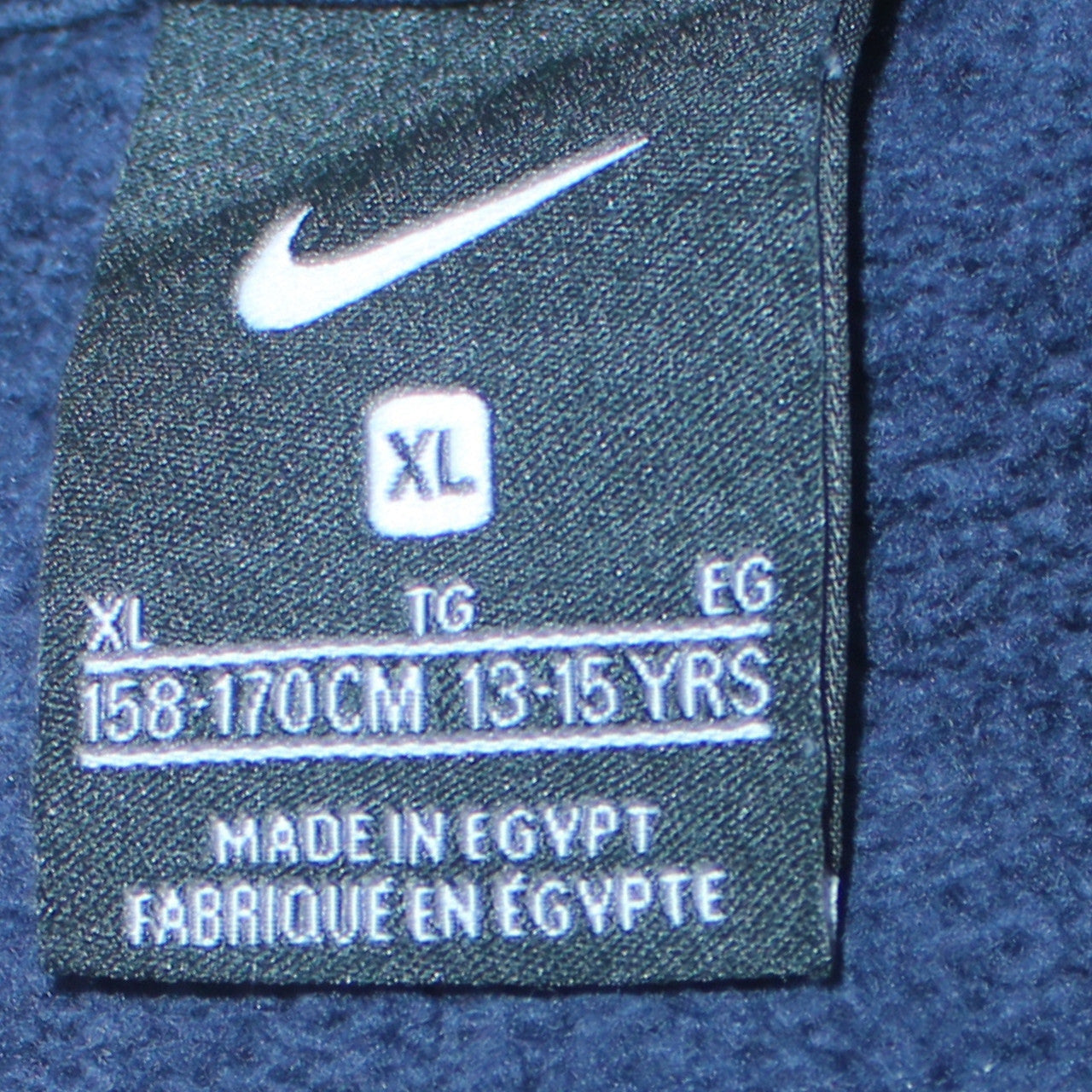 Nike Boys Navy Blue Pullover Hoodie XL 13-15 Years Cotton Fleece Sweatshirt
