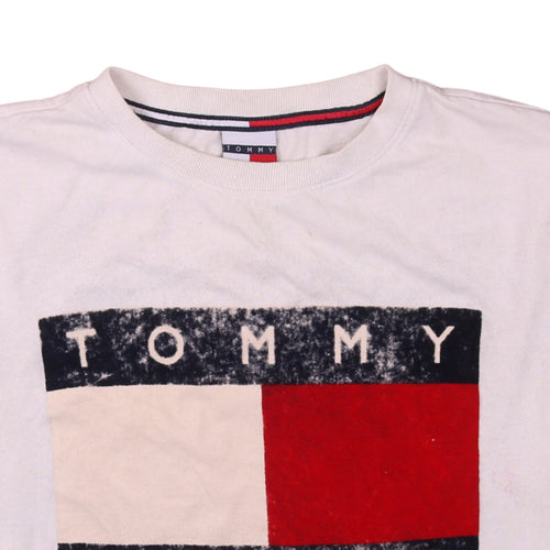 Tommy Jeans Men's White Small Graphic Logo Cotton T-Shirt