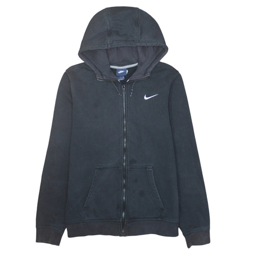 Nike Men's Black Full Zip Hoodie Small Logo Fleece Sweatshirt
