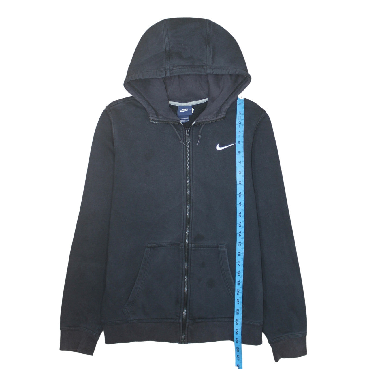 Nike Men's Black Full Zip Hoodie Small Logo Fleece Sweatshirt