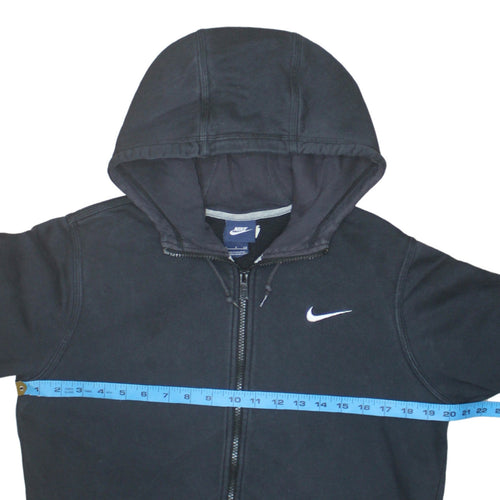 Nike Men's Black Full Zip Hoodie Small Logo Fleece Sweatshirt
