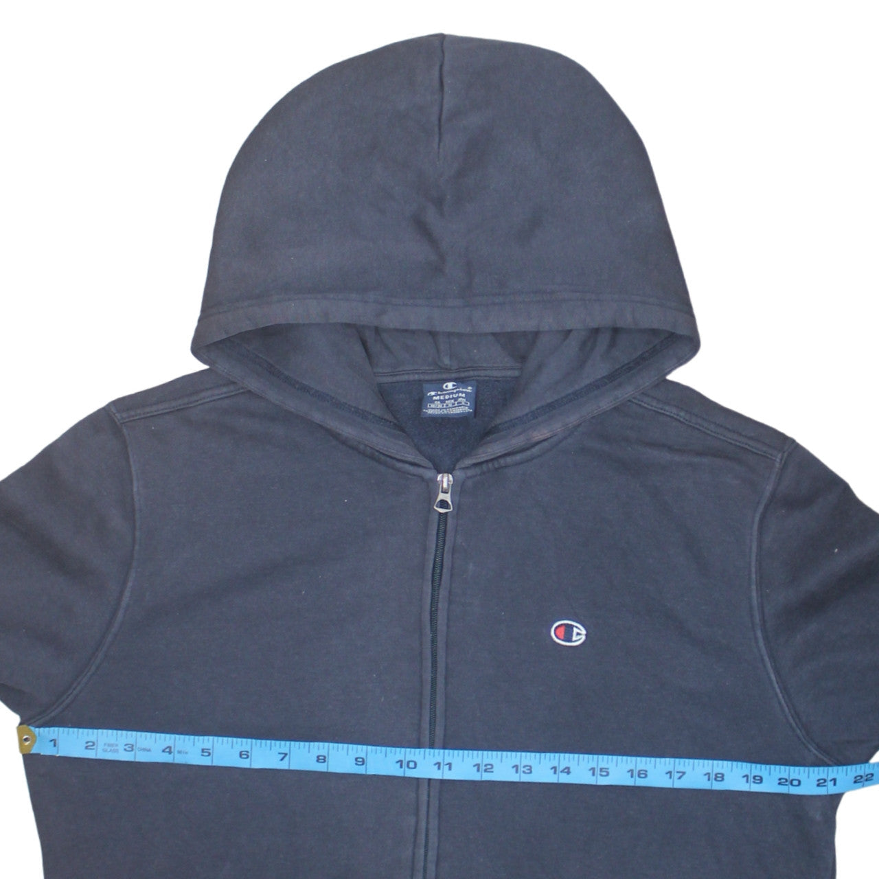 Champion Men’s Blue Full Zip Hoodie Medium Cotton Blend