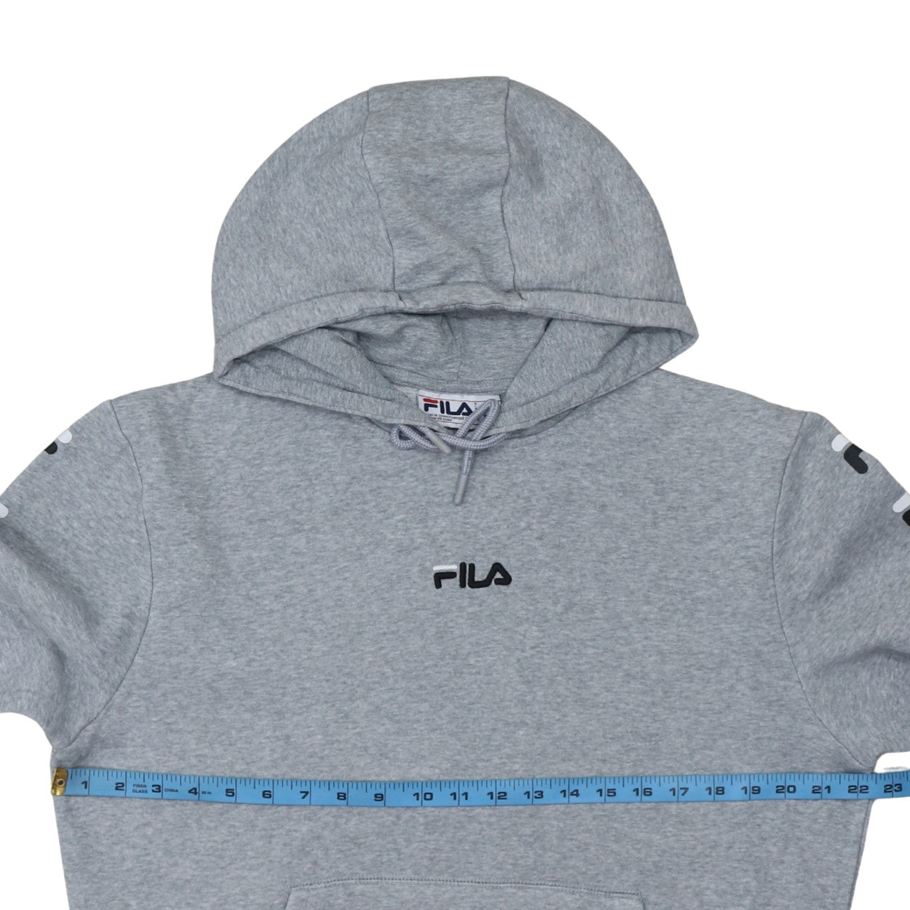Fila Men's Grey Pullover Hoodie M Regular Fit Logo Sportswear