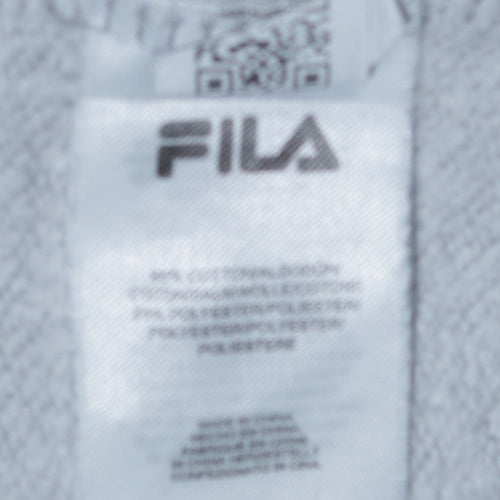 Fila Men's Grey Pullover Hoodie M Regular Fit Logo Sportswear