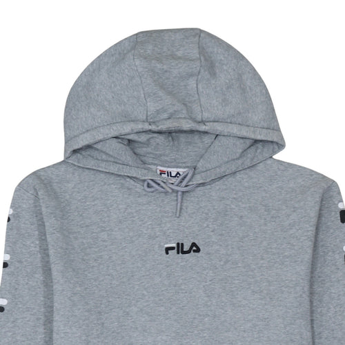 Fila Men's Grey Pullover Hoodie M Regular Fit Logo Sportswear