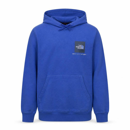 Front view of The North Face men’s blue small pullover hoodie sweatshirt