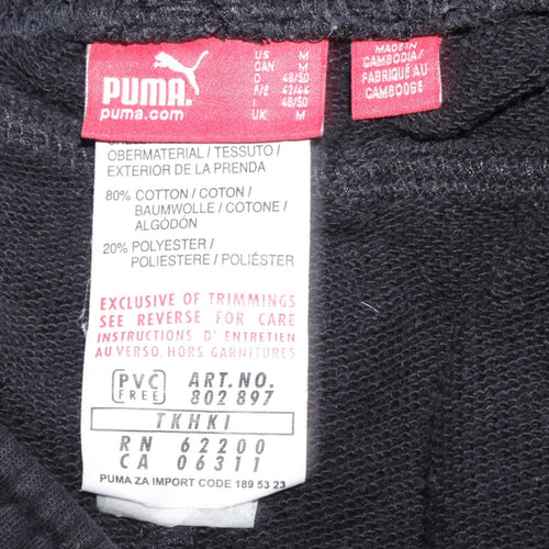 Puma Womens Black Jogger Sweatpants M Cotton Blend Elastic Waist