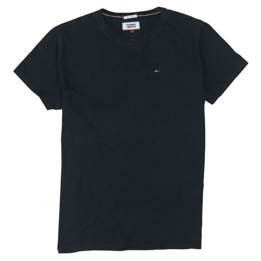 Tommy Jeans Men's Black Cotton Regular Fit Crew Neck T-Shirt L