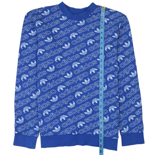 Adidas Men's Blue Graphic Logo Pullover Sweatshirt Size S