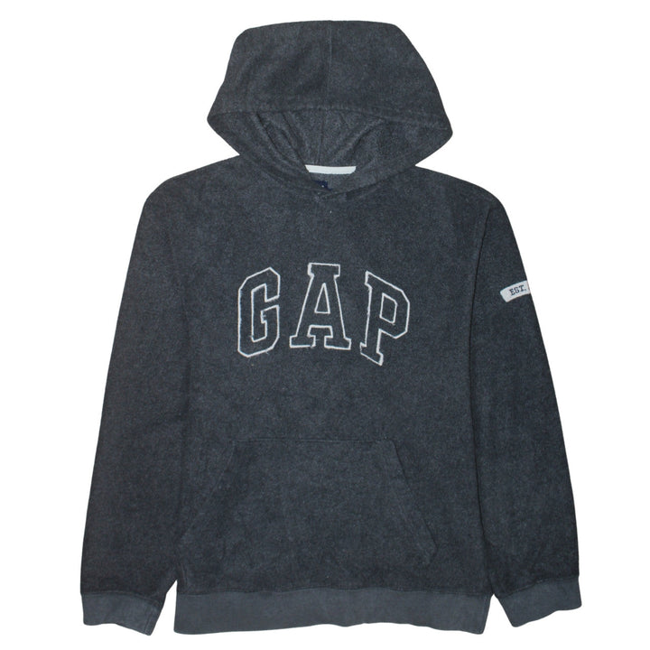 GAP Men Grey Pullover Hoodie M Logo Fleece Sweatshirt