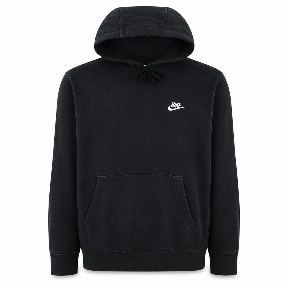 Front view of Nike Men's Black Pullover Hoodie Medium Cotton Blend Fleece