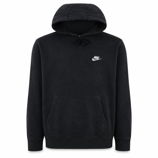 Front view of Nike Men's Black Pullover Hoodie Medium Cotton Blend Fleece