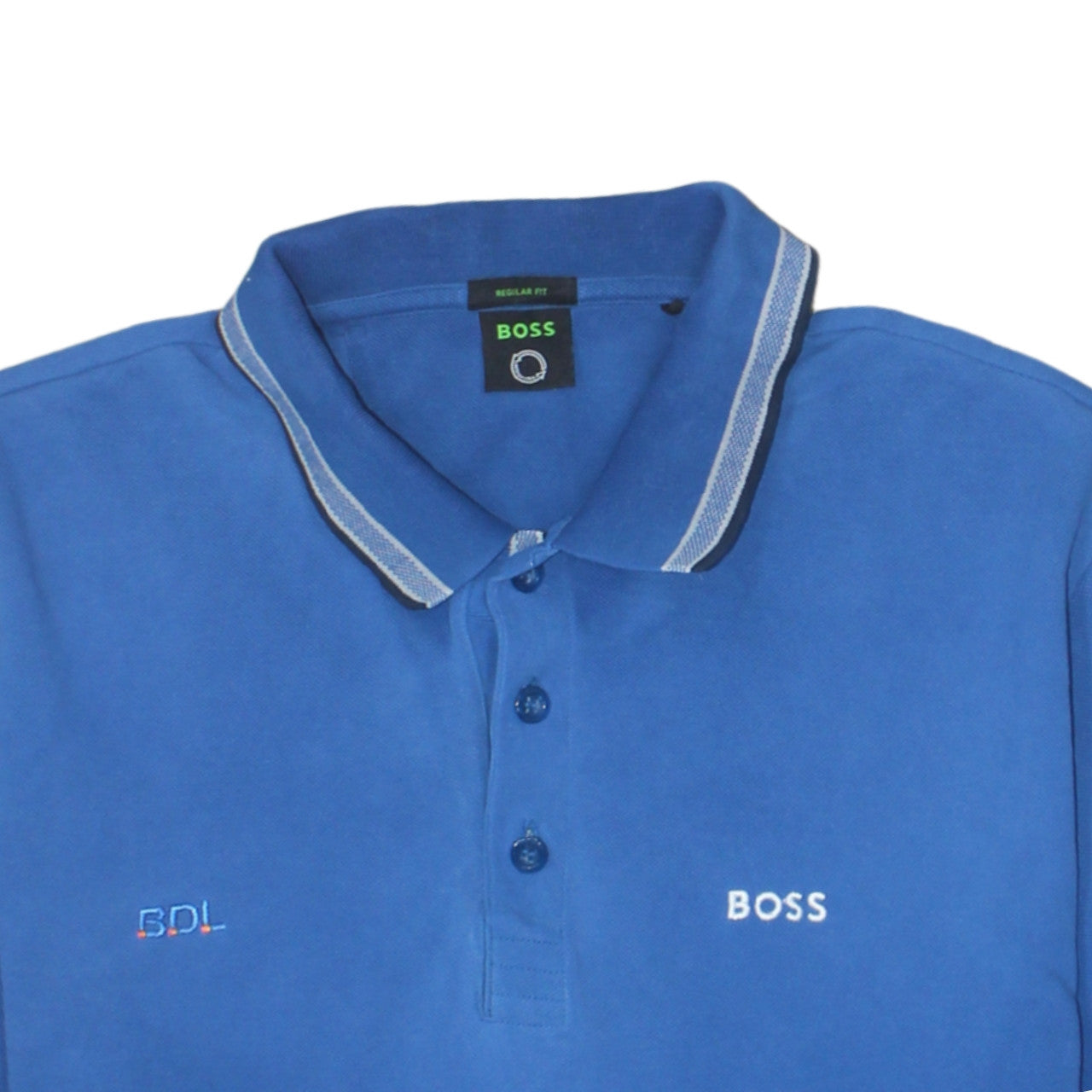 BOSS Men's Blue Regular Fit Cotton Polo Shirt XL