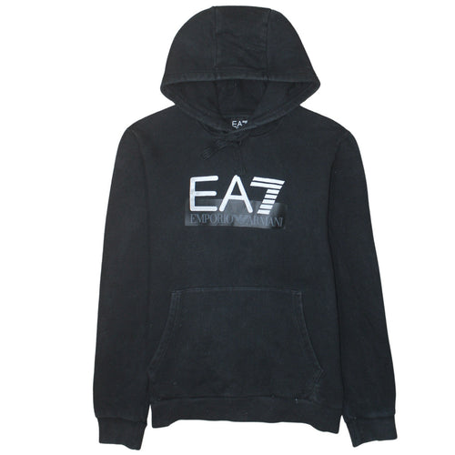 Emporio Armani EA7 Men's Black Pullover Hoodie L Logo Design