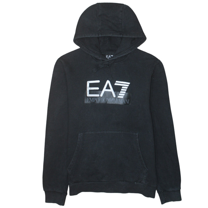 Emporio Armani EA7 Men's Black Pullover Hoodie L Logo Design