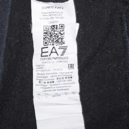 Emporio Armani EA7 Men's Black Pullover Hoodie L Logo Design