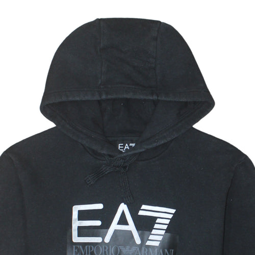 Emporio Armani EA7 Men's Black Pullover Hoodie L Logo Design