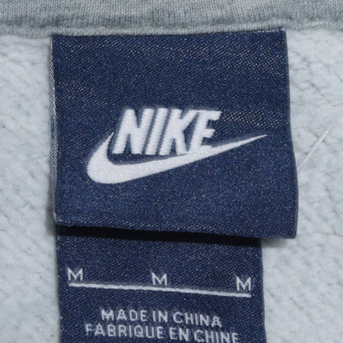 Nike Men's Grey Pullover Hoodie Size M Regular Fit Fleece Sweatshirt