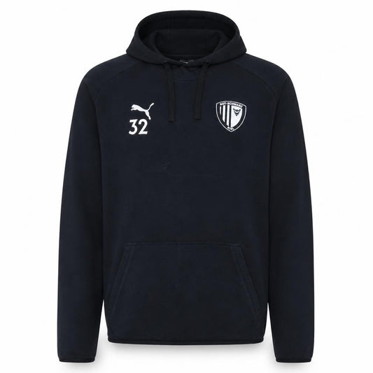 Front view of Puma Men's Black Pullover Sports Hoodie, size L, Rot-Schwarz Kiel