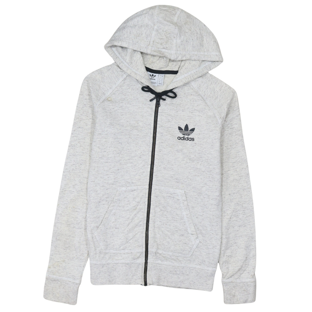 Adidas Women Grey Full Zip Hoodie Size 8 Hooded Sweatshirt