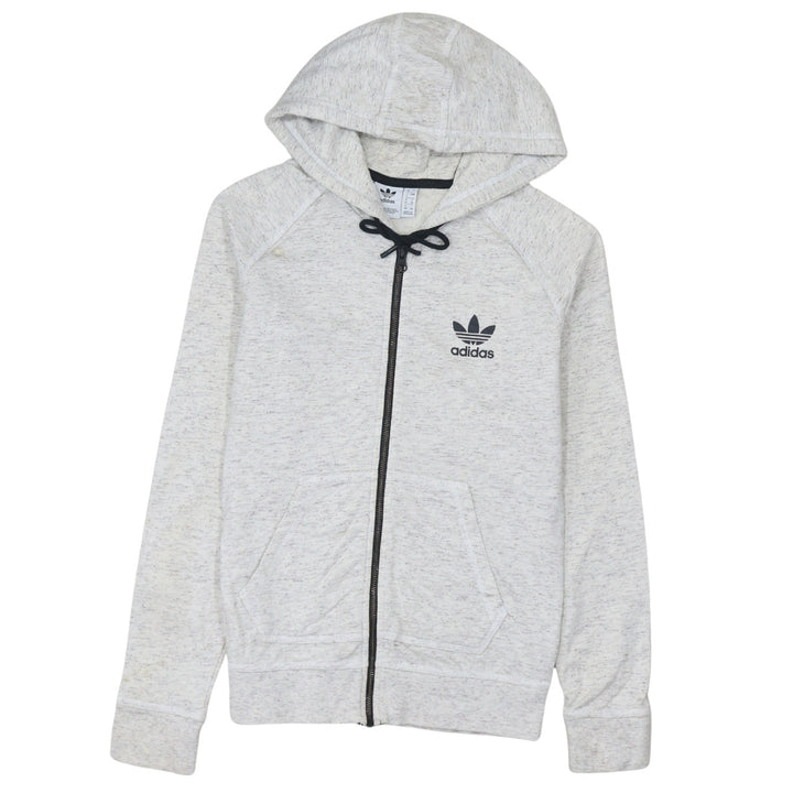 Adidas Women Grey Full Zip Hoodie Size 8 Hooded Sweatshirt