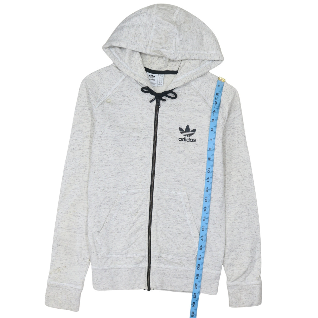 Adidas Women Grey Full Zip Hoodie Size 8 Hooded Sweatshirt