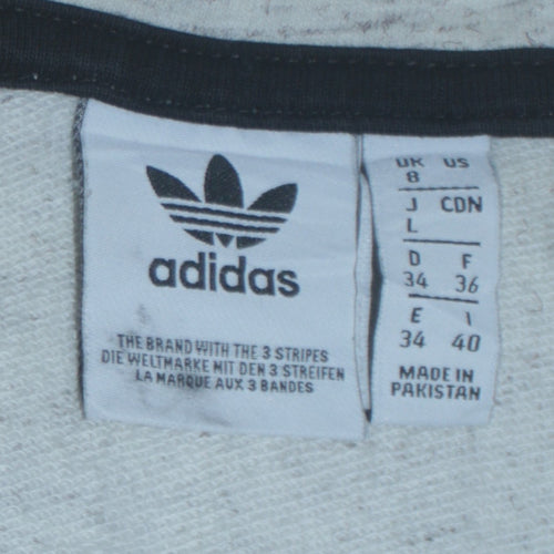 Adidas Women Grey Full Zip Hoodie Size 8 Hooded Sweatshirt