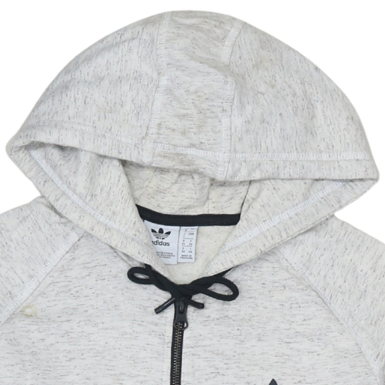 Adidas Women Grey Full Zip Hoodie Size 8 Hooded Sweatshirt