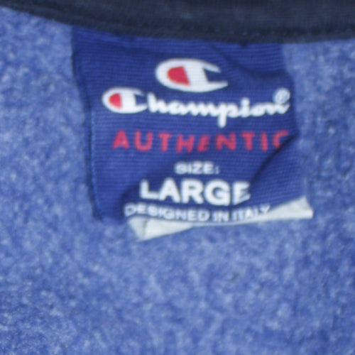 Champion Men's Blue Pullover Hoodie Large Graphic Logo Fleece
