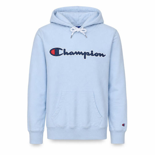 Front view of Champion Men's Blue XS Pullover Hoodie Logo Graphic Cotton
