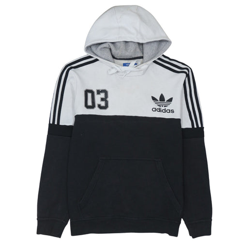 adidas Men Black White Pullover Hoodie L Logo Graphic Sportswear