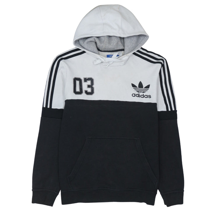 adidas Men Black White Pullover Hoodie L Logo Graphic Sportswear