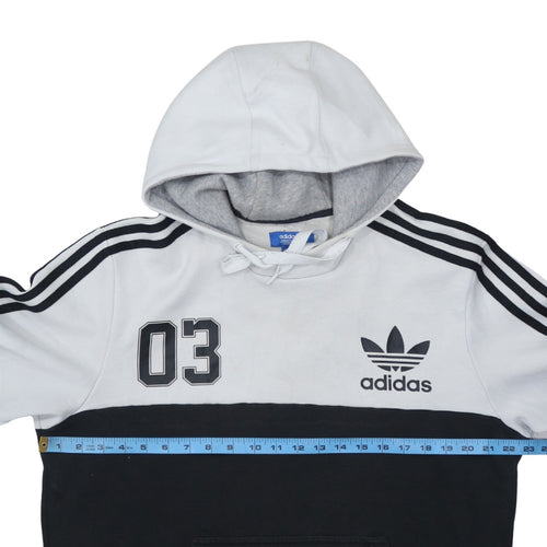 adidas Men Black White Pullover Hoodie L Logo Graphic Sportswear