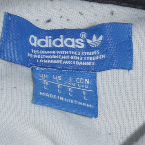 adidas Men Black White Pullover Hoodie L Logo Graphic Sportswear