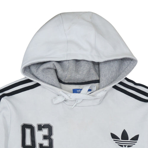 adidas Men Black White Pullover Hoodie L Logo Graphic Sportswear