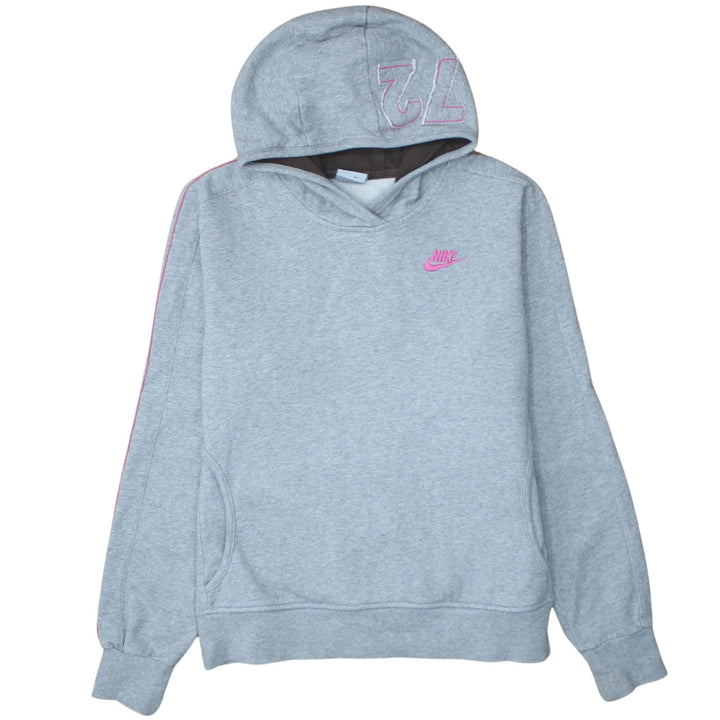 Nike Women Grey L Pullover Hoodie Sweatshirt With Wing Logo